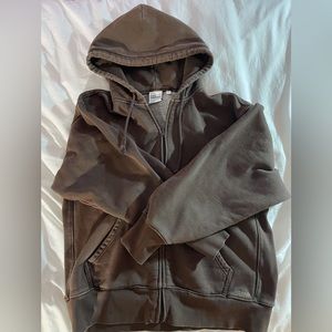 aritzia tna cozy fleece boyfriend zip hoodie